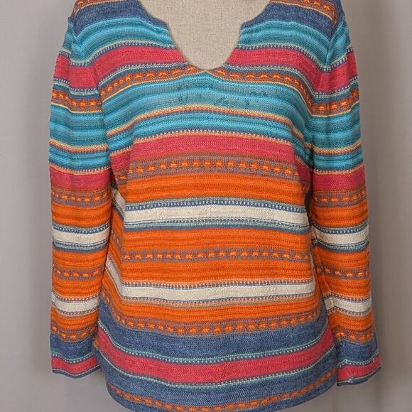 Ralph Lauren Cotton and Linen Striped Sweater Orange and Blue Size XL - Picture 9 of 9